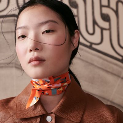 Twilly 《チーター・バンダナ》 - オレンジ | Hermès - エルメス